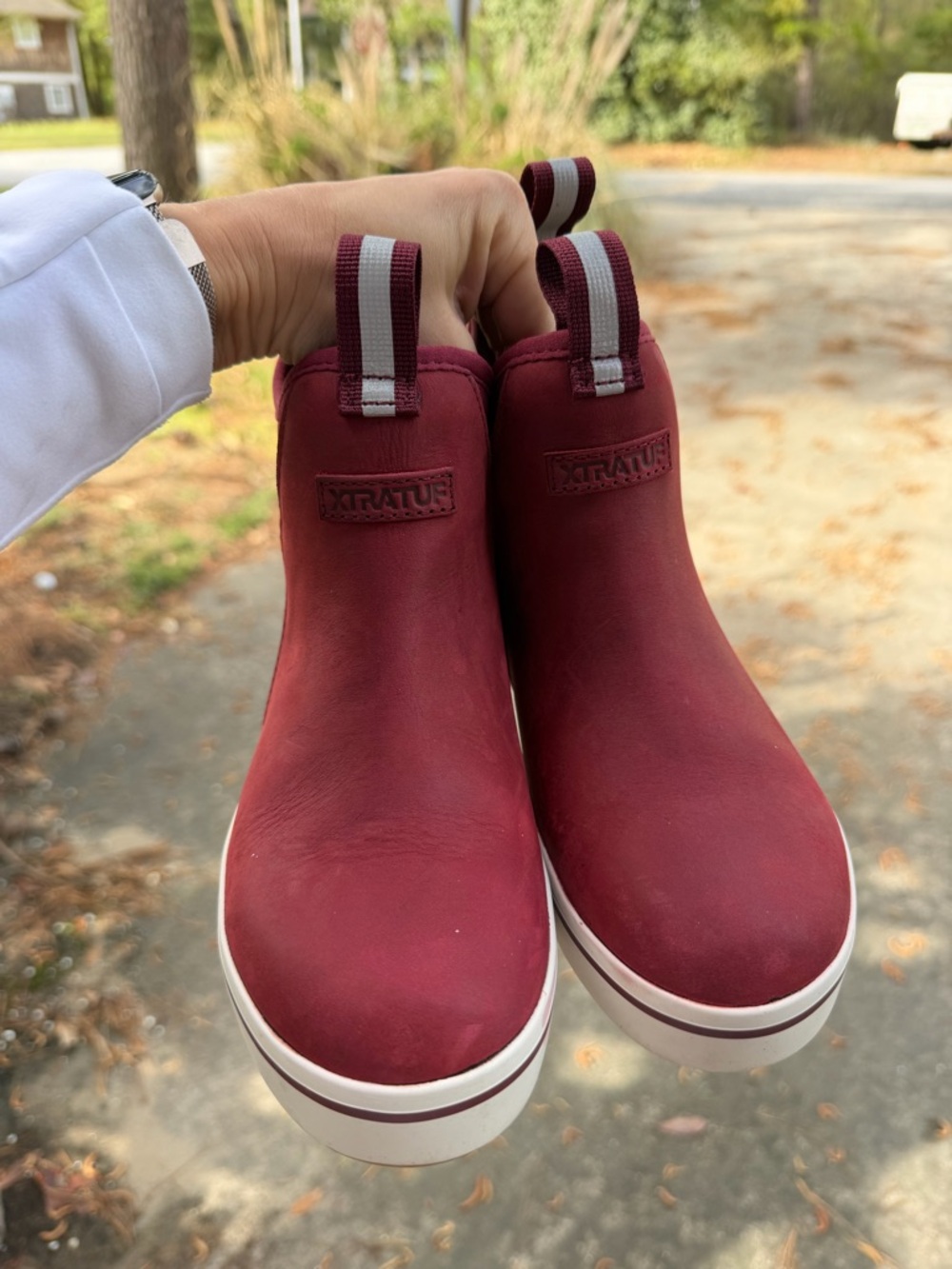 XTRATUF Women’s Burgundy Slip-On Rain Ankle Boots